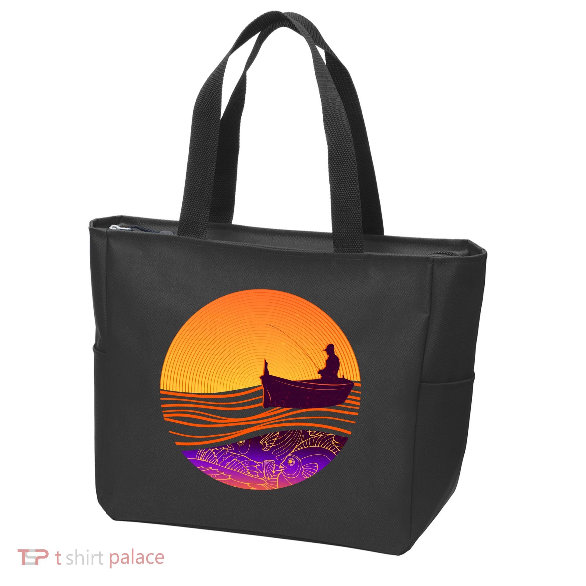 Retro Fisherman Boat Emblem Tote Bag
