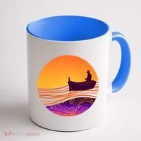 Retro Fisherman Boat Emblem Coffee Mug thumb 1
