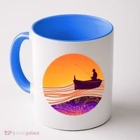 Retro Fisherman Boat Emblem Coffee Mug thumb 0
