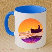 Retro Fisherman Boat Emblem Coffee Mug thumb 2
