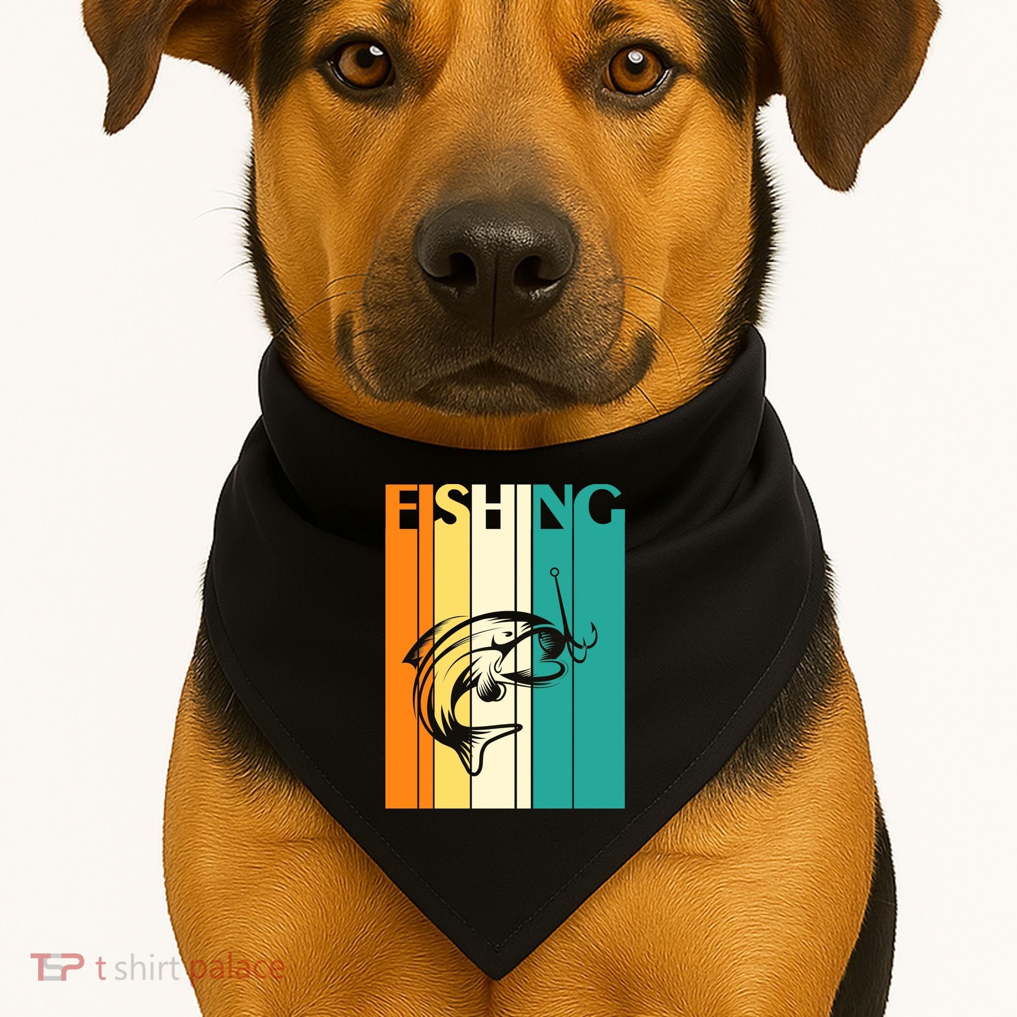 Retro Fishing Fish Hook USA-Made Doggie Bandana