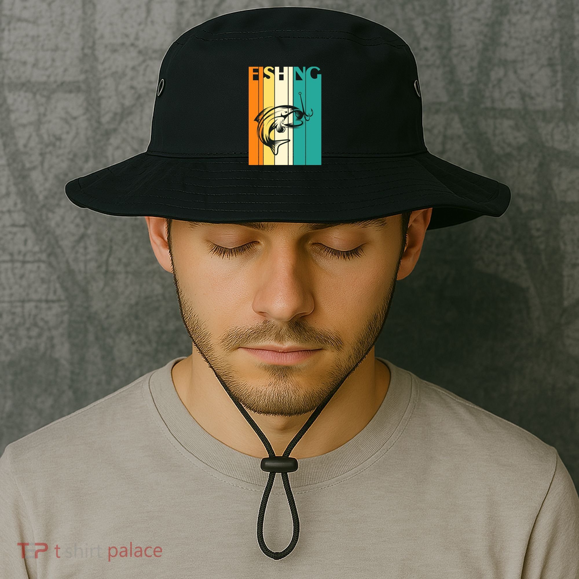 Retro Fishing Fish Hook Bucket Hat
