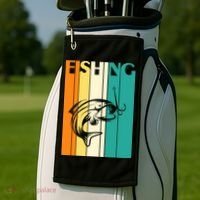 Retro Fishing Fish Hook Golf Towel thumb 2