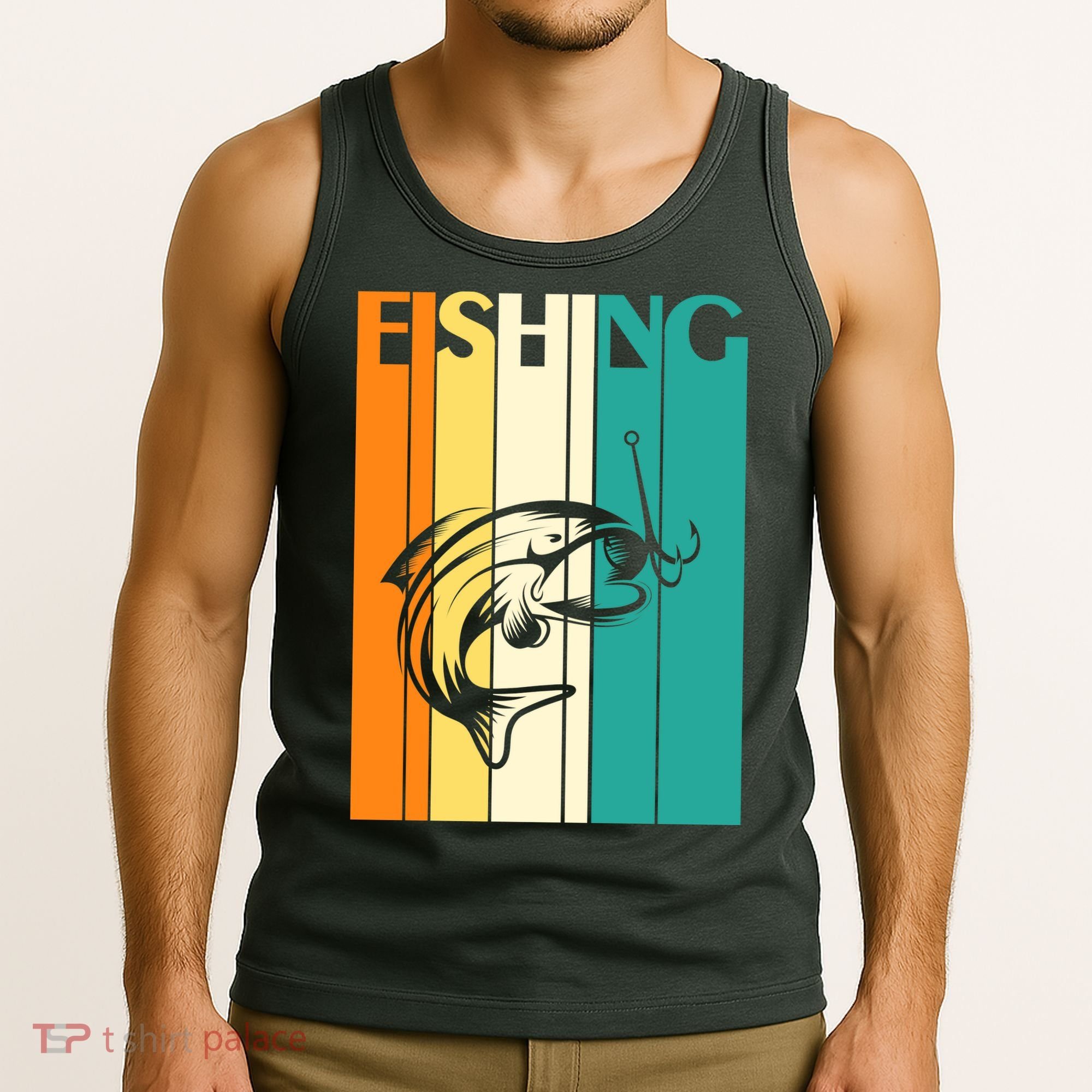 Retro Fishing Fish Hook Tank Top