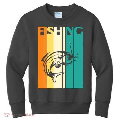 Retro Fishing Fish Hook Kids Sweatshirt