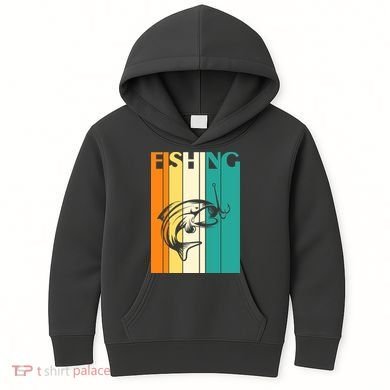Retro Fishing Fish Hook Kids Hoodie