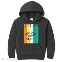 Retro Fishing Fish Hook Kids Hoodie thumb 0