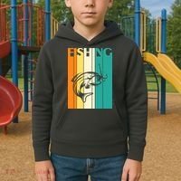 Retro Fishing Fish Hook Kids Hoodie thumb 2