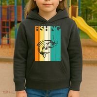 Retro Fishing Fish Hook Kids Hoodie thumb 3