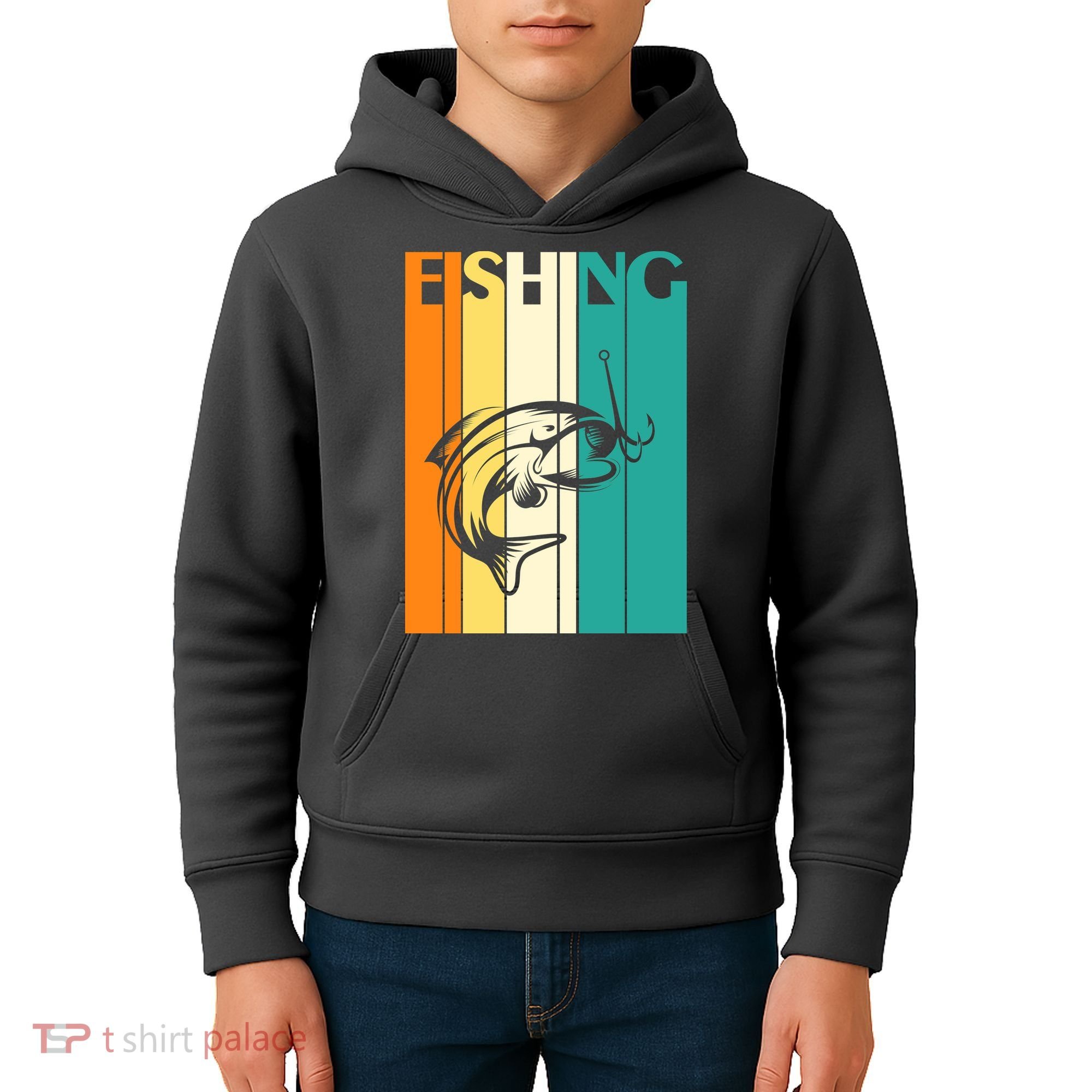 Retro Fishing Fish Hook Kids Hoodie