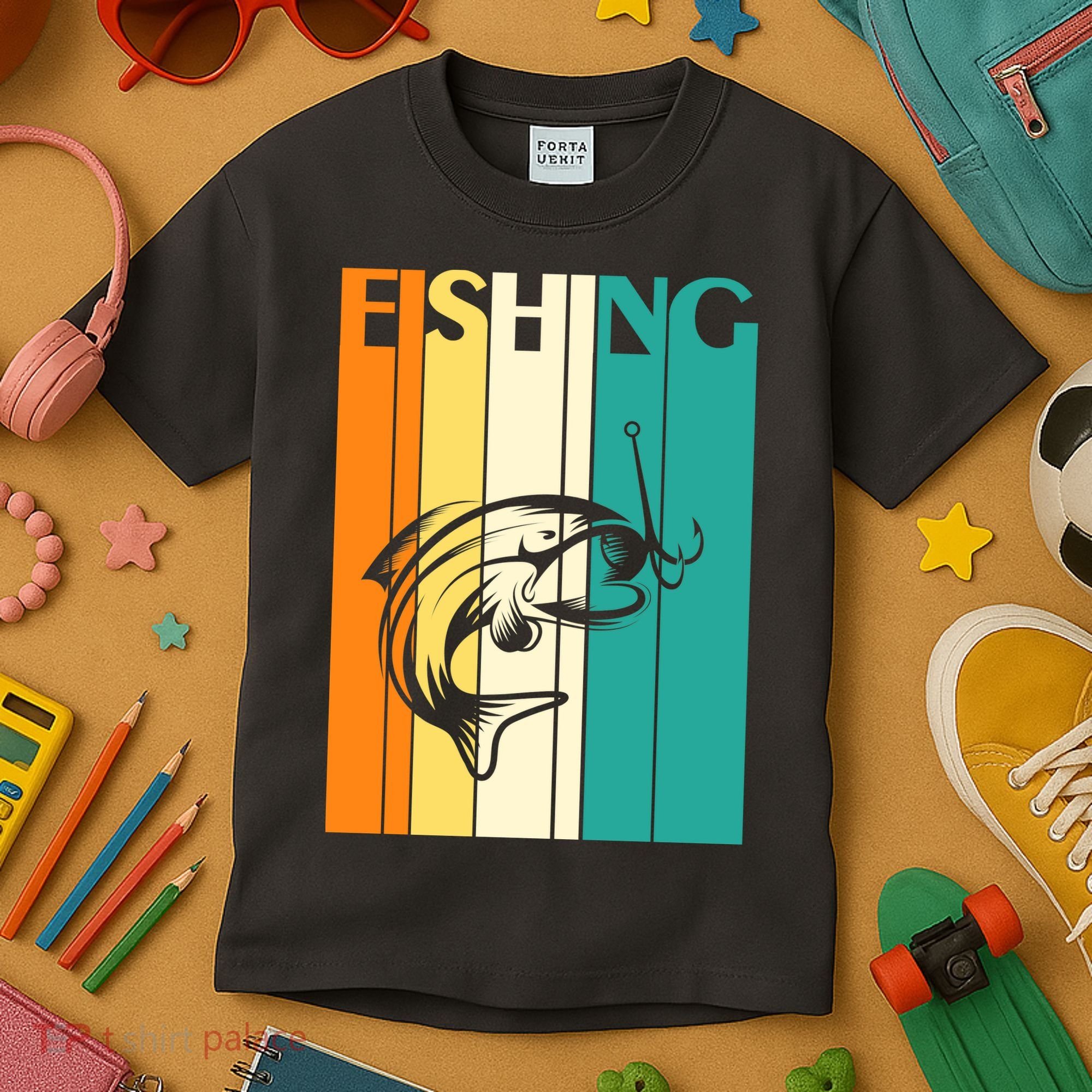 Retro Fishing Fish Hook Kids T-Shirt