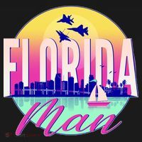 Retro Florida Man Miama Skyline with Fighter Jets Backpack thumb 2