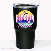 Retro Florida Man Miama Skyline with Fighter Jets Tumbler thumb 0