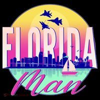 Retro Florida Man Miama Skyline with Fighter Jets Ornament thumb 1