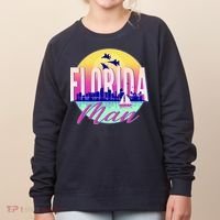 Retro Florida Man Miama Skyline with Fighter Jets Women's Sweatshirt thumb 0