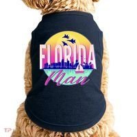 Retro Florida Man Miama Skyline with Fighter Jets Doggie Tank thumb 0