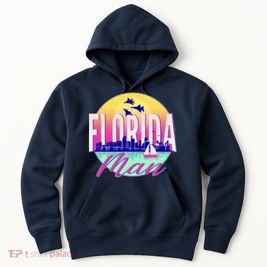 Retro Florida Man Miama Skyline with Fighter Jets Hoodie
