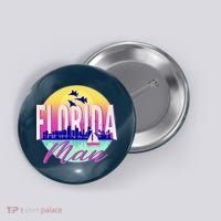Retro Florida Man Miama Skyline with Fighter Jets Button thumb 0