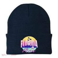 Retro Florida Man Miama Skyline with Fighter Jets Beanie thumb 0