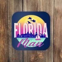 Retro Florida Man Miama Skyline with Fighter Jets Coaster thumb 0