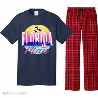 Retro Florida Man Miama Skyline with Fighter Jets Pajama Set thumb 0