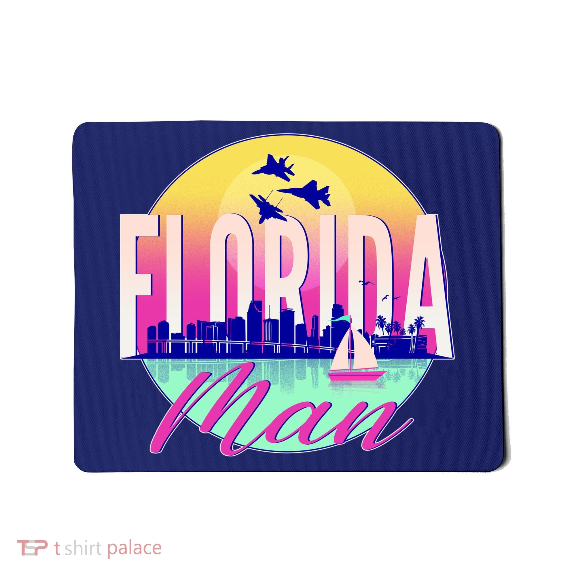 Retro Florida Man Miama Skyline with Fighter Jets Mousepad