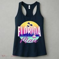 Retro Florida Man Miama Skyline with Fighter Jets Women's Tank Top thumb 3