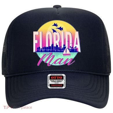 Retro Florida Man Miama Skyline with Fighter Jets Hat