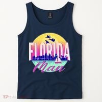 Retro Florida Man Miama Skyline with Fighter Jets Tank Top thumb 2