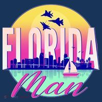 Retro Florida Man Miama Skyline with Fighter Jets Golf Towel thumb 3