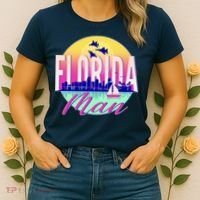 Retro Florida Man Miama Skyline with Fighter Jets Women's T-Shirt thumb 2