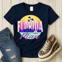 Retro Florida Man Miama Skyline with Fighter Jets Women's T-Shirt thumb 3