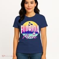 Retro Florida Man Miama Skyline with Fighter Jets Women's T-Shirt thumb 4