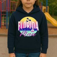Retro Florida Man Miama Skyline with Fighter Jets Kids Hoodie thumb 3