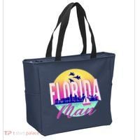 Retro Florida Man Miama Skyline with Fighter Jets Tote Bag thumb 2