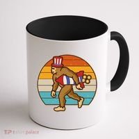 Retro Fourth 4th of July Firecracker Rocket Bigfoot Coffee Mug thumb 1