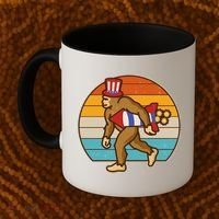 Retro Fourth 4th of July Firecracker Rocket Bigfoot Coffee Mug thumb 2