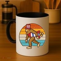 Retro Fourth 4th of July Firecracker Rocket Bigfoot Coffee Mug thumb 4