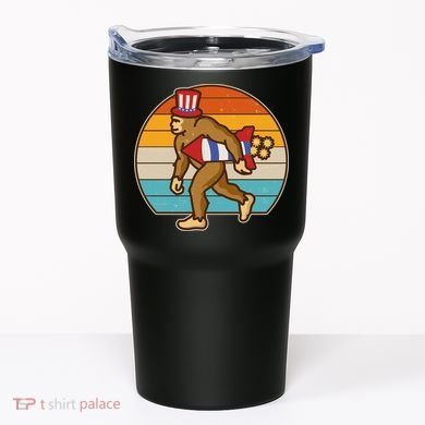 Retro Fourth 4th of July Firecracker Rocket Bigfoot Tumbler