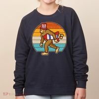 Retro Fourth 4th of July Firecracker Rocket Bigfoot Women's Sweatshirt thumb 0