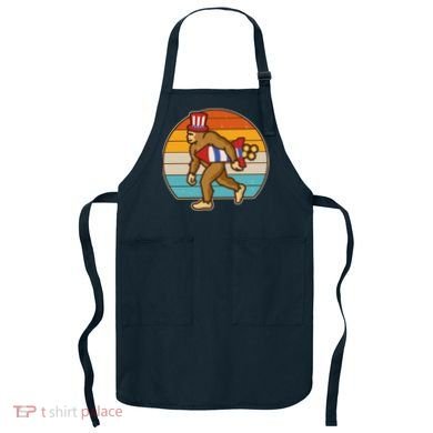 Retro Fourth 4th of July Firecracker Rocket Bigfoot Apron