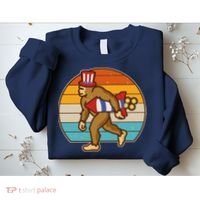 Retro Fourth 4th of July Firecracker Rocket Bigfoot Sweatshirt thumb 2