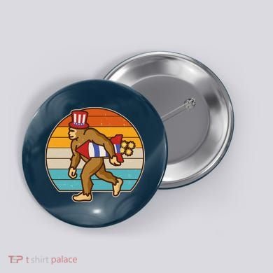 Retro Fourth 4th of July Firecracker Rocket Bigfoot Button