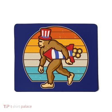 Retro Fourth 4th of July Firecracker Rocket Bigfoot Mousepad