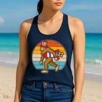 Retro Fourth 4th of July Firecracker Rocket Bigfoot Women's Tank Top thumb 2