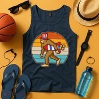 Retro Fourth 4th of July Firecracker Rocket Bigfoot Tank Top thumb 4