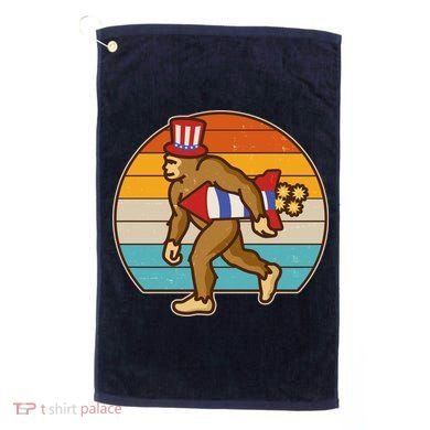 Retro Fourth 4th of July Firecracker Rocket Bigfoot Golf Towel