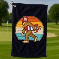 Retro Fourth 4th of July Firecracker Rocket Bigfoot Golf Towel thumb 1