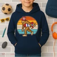 Retro Fourth 4th of July Firecracker Rocket Bigfoot Kids Hoodie thumb 2