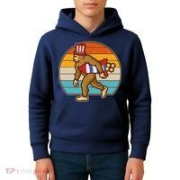 Retro Fourth 4th of July Firecracker Rocket Bigfoot Kids Hoodie thumb 4